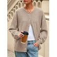 thumbnail image 5 of PRETTYGARDEN Fall Long Sleeve Cardigans for Women Trendy Open Front Winter Button Down Crewneck Soft Knit Sweater Jacket, 5 of 10