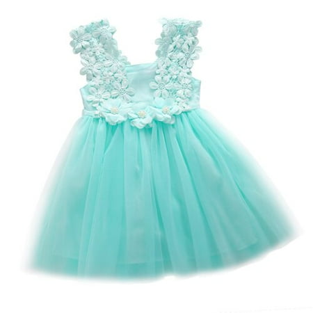 

Kid Baby Girl Sleeveless Lace Kids Toddler Tulle Party Wedding Dress Princess