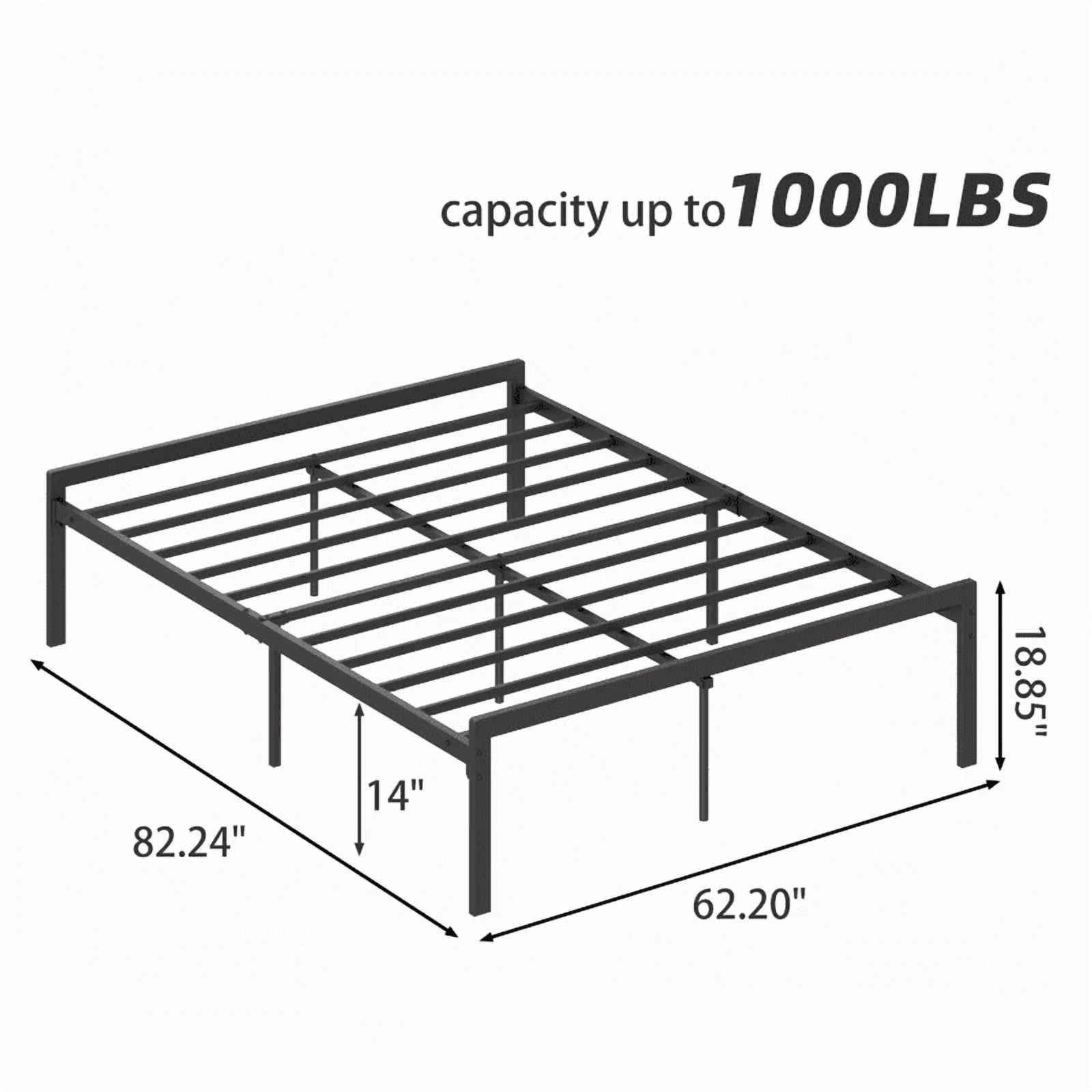 Yoneston Queen 16-Inch Heavy Duty Metal Platform Bed Frame with Large Under-Bed Storage, Non-Slip Design