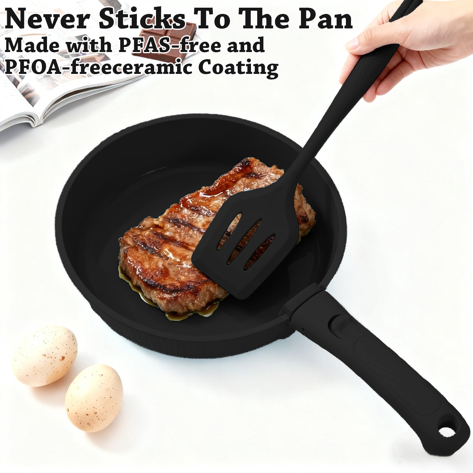 23pcs Pots and Pans Non Stick, Cookware Sets Detachable Handle, Induction Kitchen Pots and Pans,NonStick Cooking Set, Oven/Dishwasher/Fridge , Space Saving,Healthy Kitchen Cookware Sets