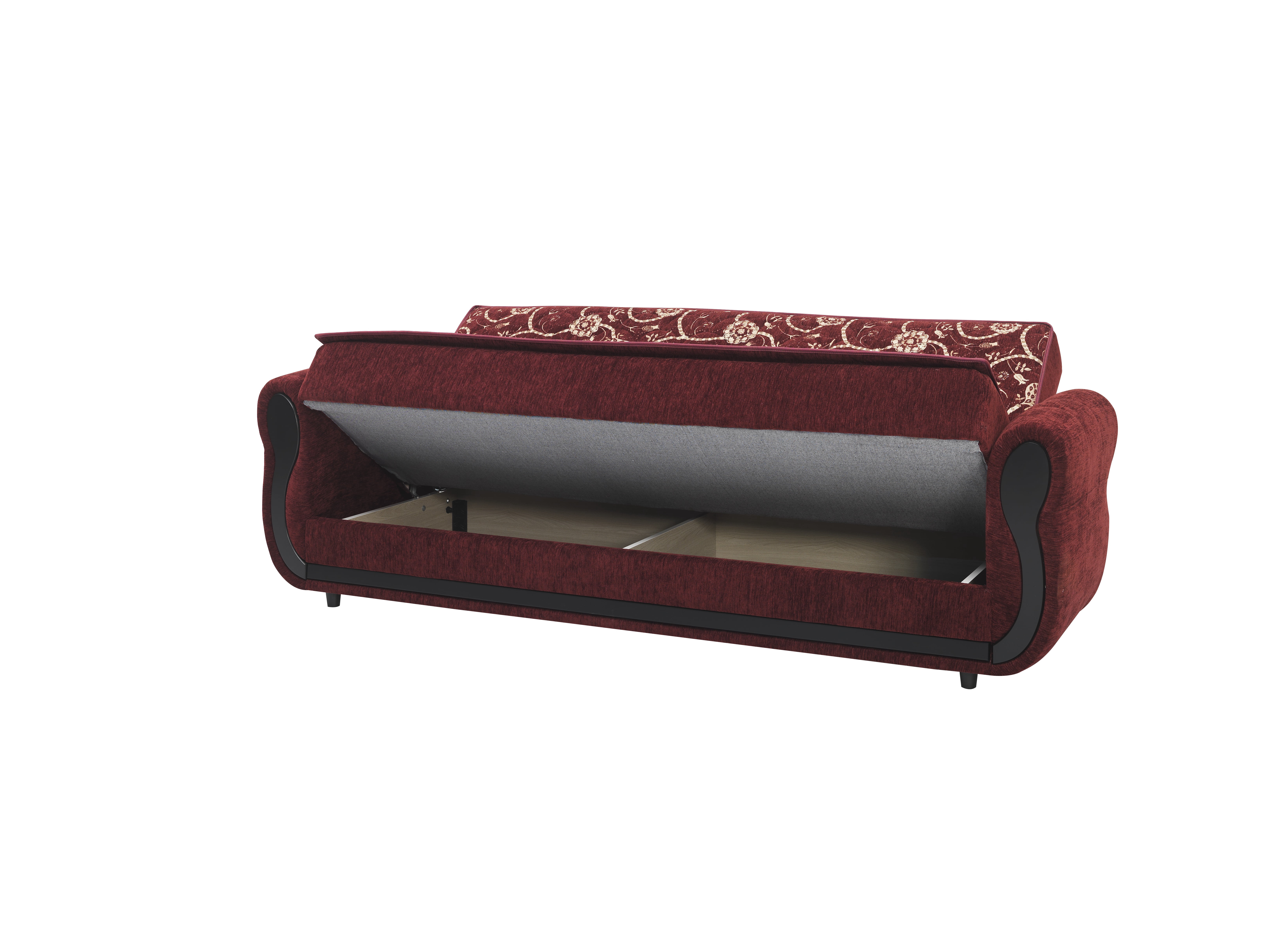 Ottomanson Convertible Sleeper Sofa Bed with Hidden Storage, Firm Comfort Couch, Burgundy