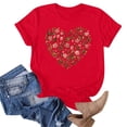 thumbnail image 5 of Maqroz Women's Short Sleeve Crew Neck Tops Floral Heart Graphic Tee Casual Summer Printed T-Shirt Cute Valentine Love Top Basic Soft Cotton Blouse Daily Wear, 5 of 5