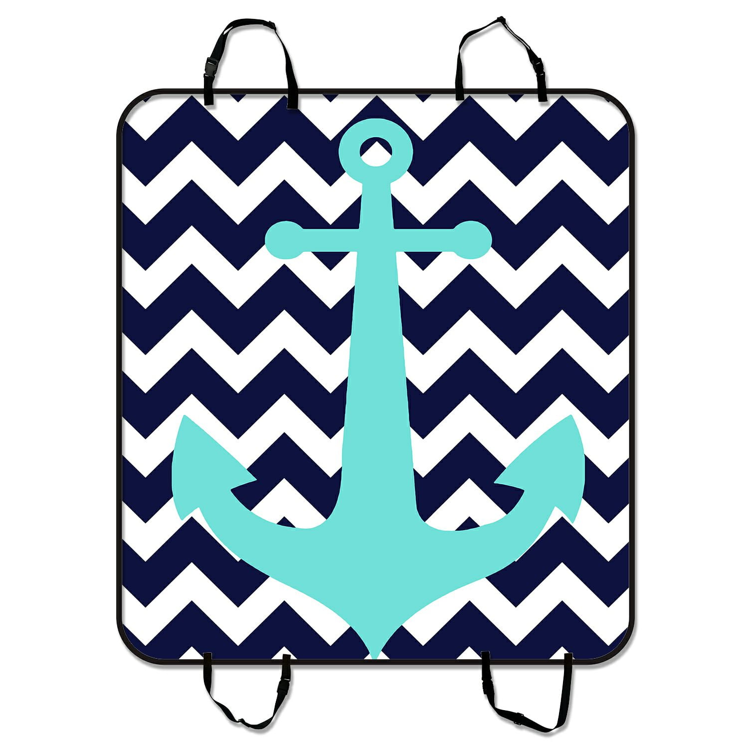 GCKG Navy Blue Chevron with Nautical Anchor Pet Car Seat Cover Dog Car