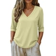 thumbnail image 6 of Yellow Shirts for Womens 3/4 Sleeve Fall Slim Fit Basic Shirt Layer for Office, 6 of 6