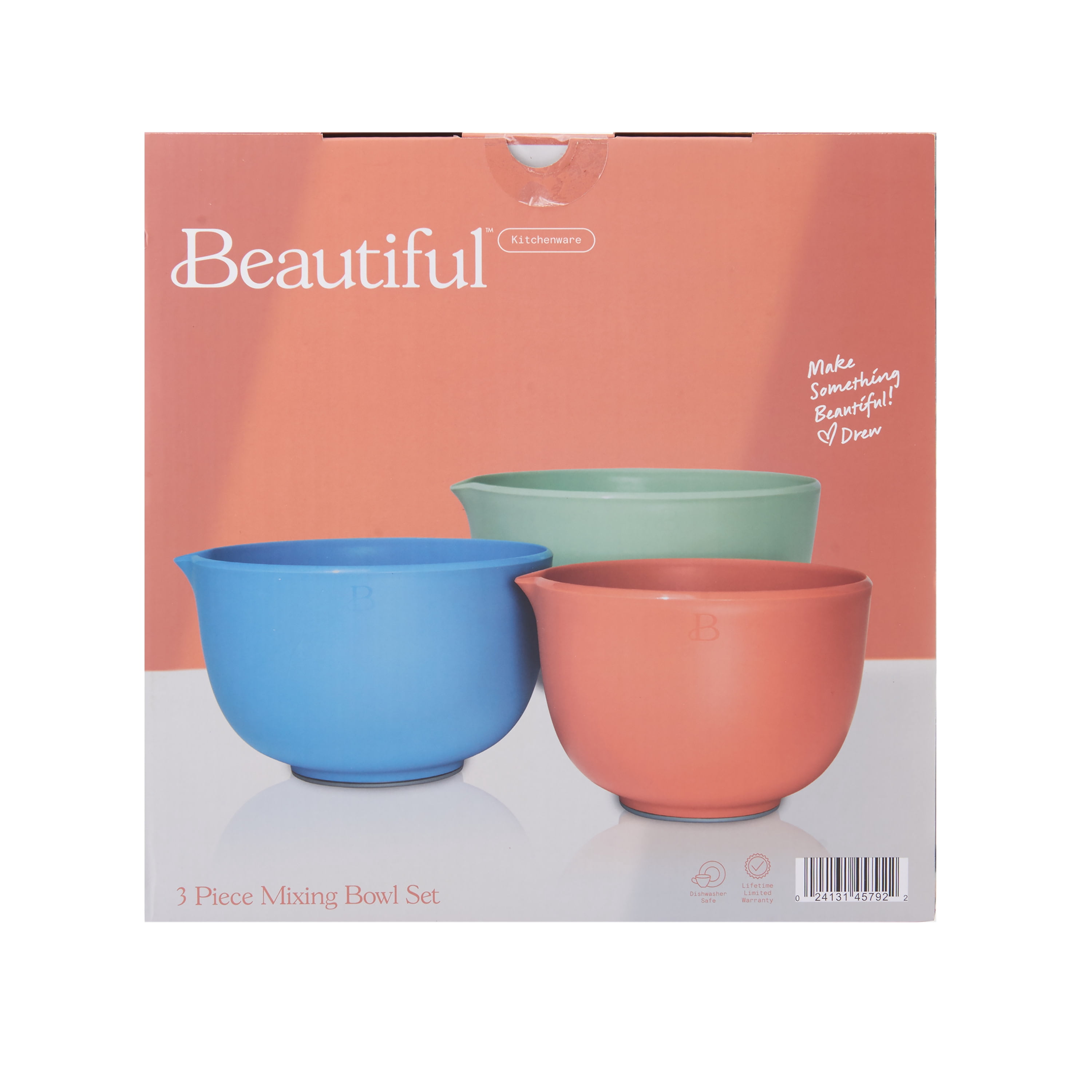 Beautiful Set of 3 Bowls; Small, Medium and Large in Assorted Colors by Drew Barrymore