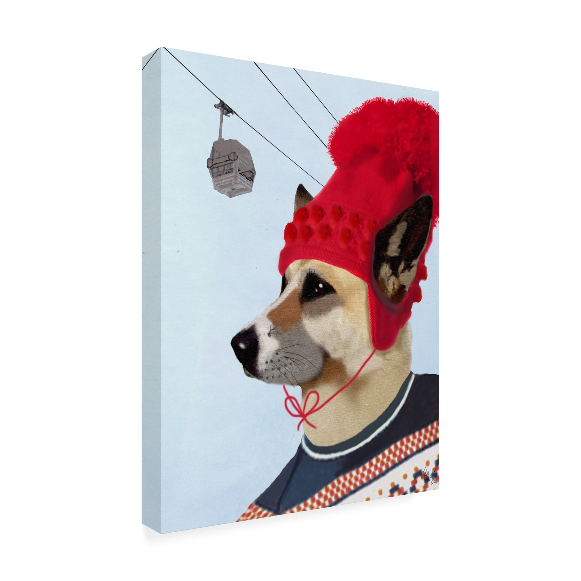 Trademark Fine Art 'Dog In Ski Sweater' Canvas Art by Fab Funky