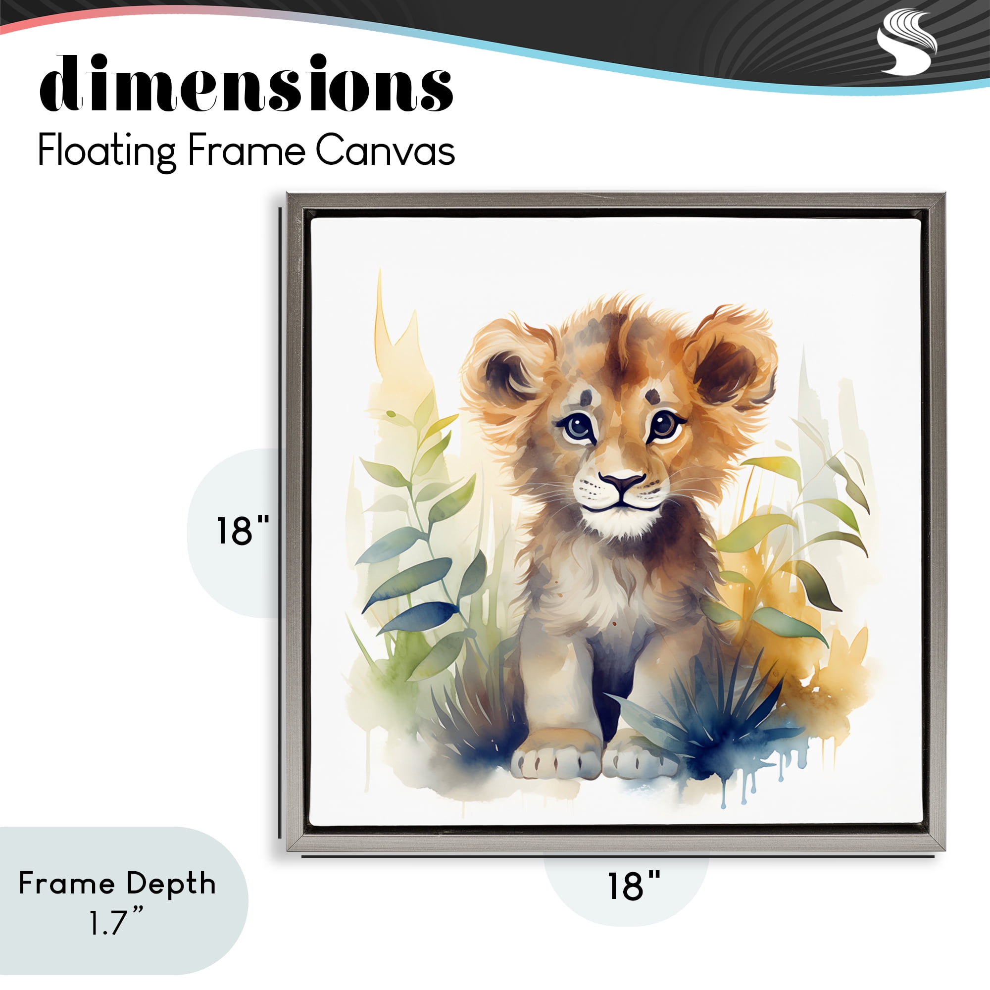 Stupell Industries Crafty Critters Lion Gray Framed Floater Canvas Wall Art, design by Steve Hunziker