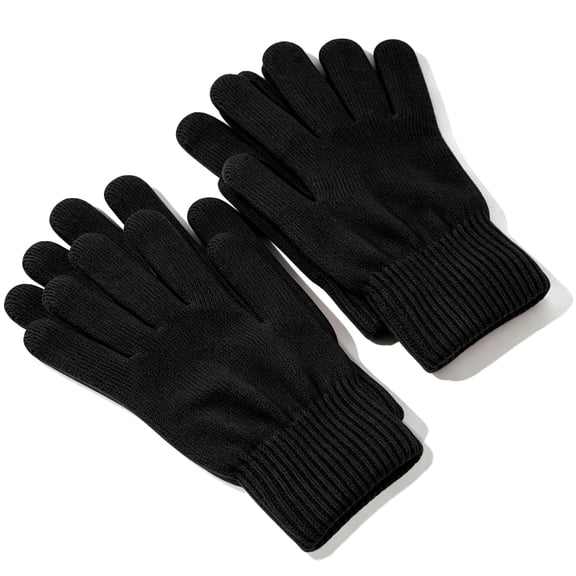 SHEVERCH 2 Pairs Black Winter Knit Gloves for Men Women Soft Fleece Lined Cold Weather