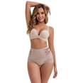 thumbnail image 4 of DARING DIVA Women's High-Waisted Tummy Control Briefs Lace Trim M Light Brown, 4 of 5