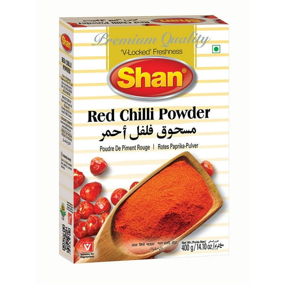 Shan - Red Chilli Powder 14.10 oz (400g) - No Preservative and Artificial Food Colour - Authentic and Pure Spices - Halal and Suitable for Vegetarians - Airtight Aluminum Pouch