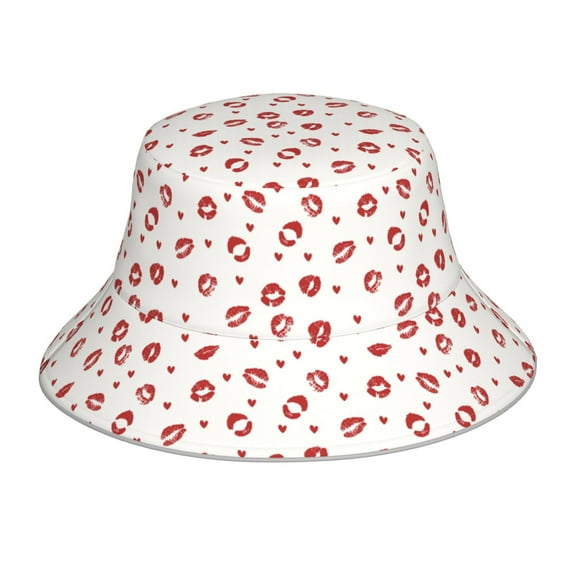 Xecao Lips Kiss Print Men and Women Night Reflective Hat Runner Cap Visor Bucket Hat Boonie Cap
