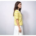 thumbnail image 6 of Womens Crochet Tops Summer Short Sleeve Striped Pullover Sweater Collared Knit Shirts Cover Up Top Yellow S, 6 of 8