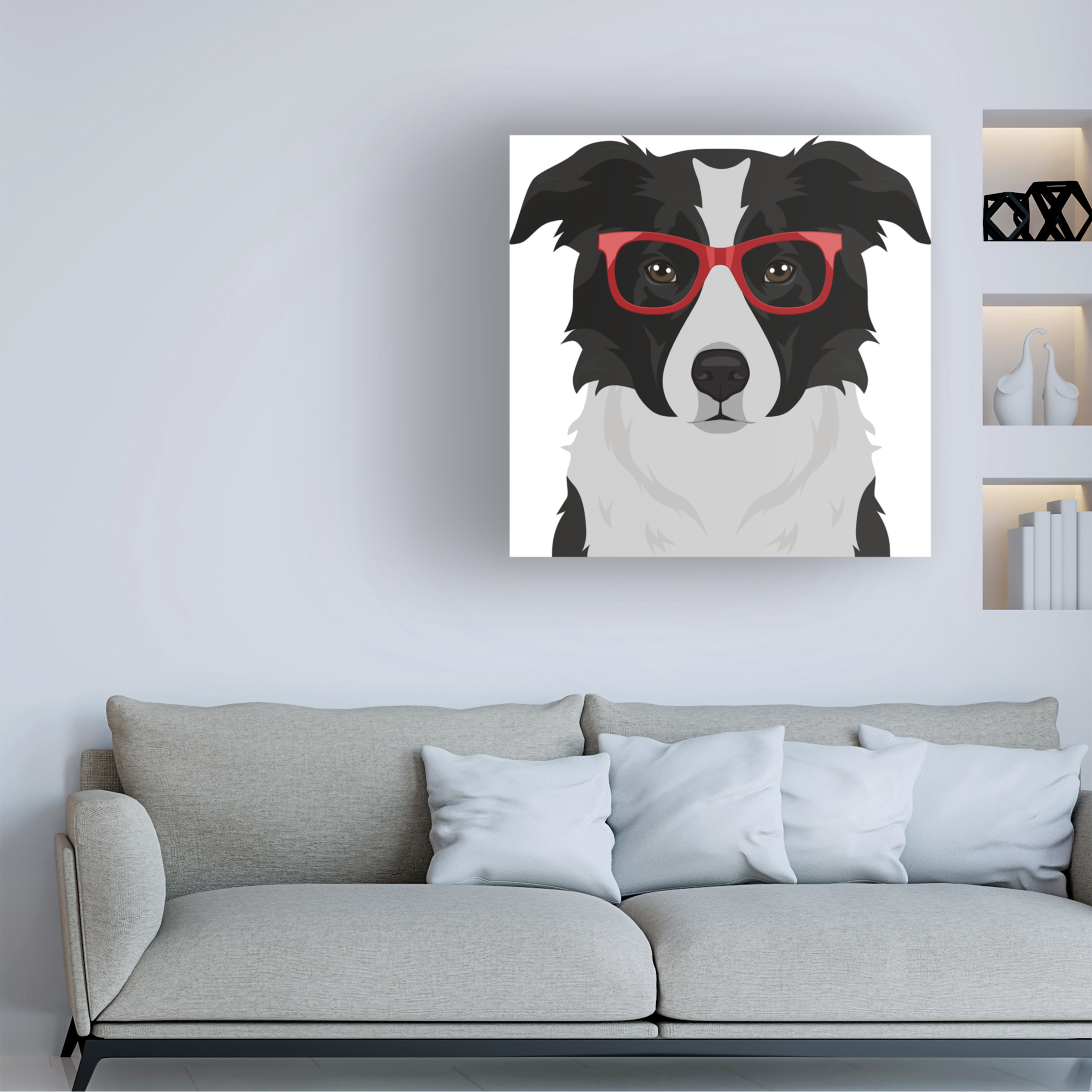 Furbaby Affiliates 'Border Collie Wearing Hipster Glasses' Canvas Art