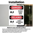 thumbnail image 3 of Cable Buried Here Bilingual OSHA Danger Vinyl Decal Label 5 Inch x 3.5 Inch - 5 Pack, 3 of 6