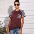 thumbnail image 1 of Nouveau T-Shirts Décontractés pour Femmes, Tuniques à Nœud Torsadé, Blouse à Imprimé Léopard avec Poche, Col Rond, Manches Courtes, 1 of 2