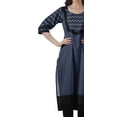 thumbnail image 4 of Moomaya Indian Dresses For Women Casual Summer Printed 3/4 Sleeve Long Kurta, 4 of 6