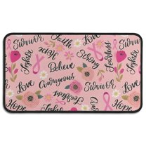 Pink Breast Cancer and Pioneer Flower Door Rugs,Washable Non Slip Door Mats Indoor,Decorative Door Mats,Entry Mat Indoor for Entrance,Bedroom,Kitchen,Bathroom,30"x17"