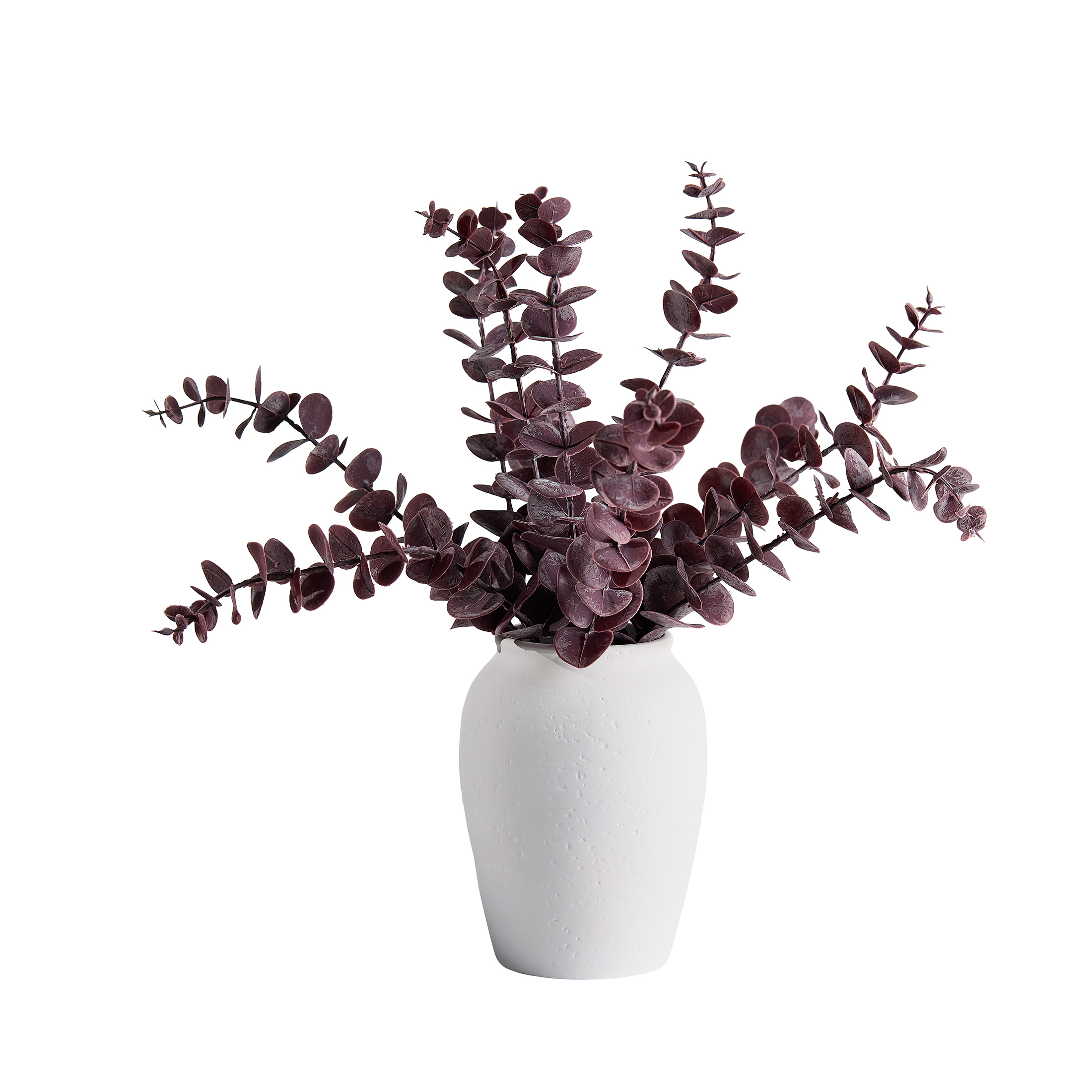 Better Homes & Gardens Artificial Purple Eucalyptus in White Ceramic Vase, 12"