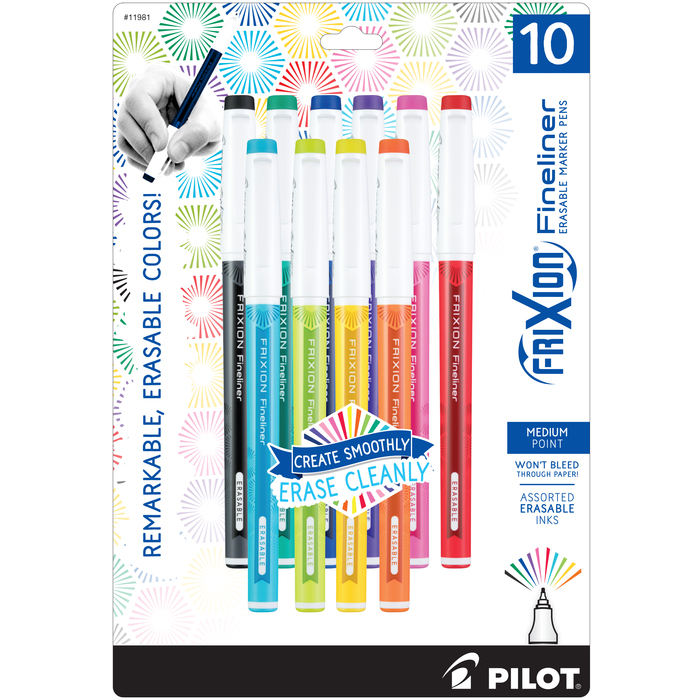 Pilot FriXion ColorSticks Erasable Gel Ink Pens, Fine Point, Assorted Ink, 10 Count Sidekick
