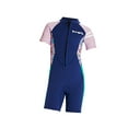 thumbnail image 2 of Girls Wetsuit Front Zipper Swim Suit Sun Protection Swimming Clothes with Zipper Blue S, 2 of 9