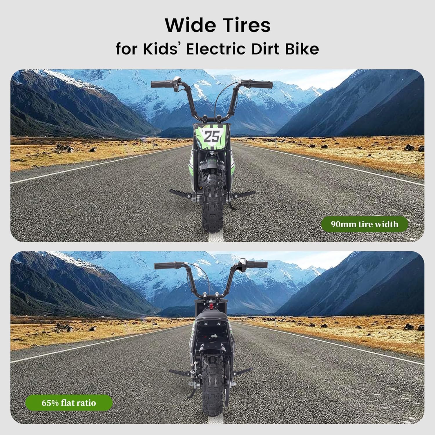 Electric Dirt Bike for Kids, 24V 250W Powerful Electric Motorcycle, 10mph Max Speed & 12 Miles Long-Range, 2-Speed Gear, Twist Grip Throttle, 12'' Fat Tire Bike for Ages 3-10