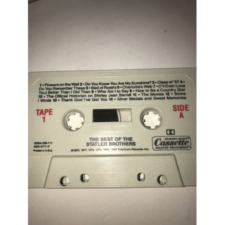 The Best Of Statler Brothers Their Greatest Hits Finest RARE Cassette Tape VOL (Best Quality Cassette Tapes)