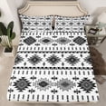 thumbnail image 2 of Homewish Triangle Rhombus Geometric Full Size Sheets,Vintage Bohemian Aztec Bed Sheets,Gray White Sheet Sets For Adults,Luxury Bedroom Decor,4-Piece, 2 of 7