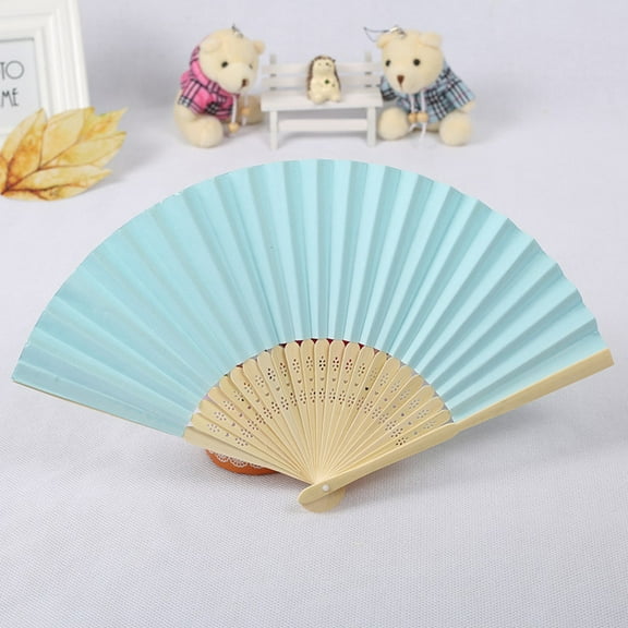 Clearance Paper Fans set under $5,Pattern Folding Dance Wedding Party Folding Hand Held Solid Color Fan