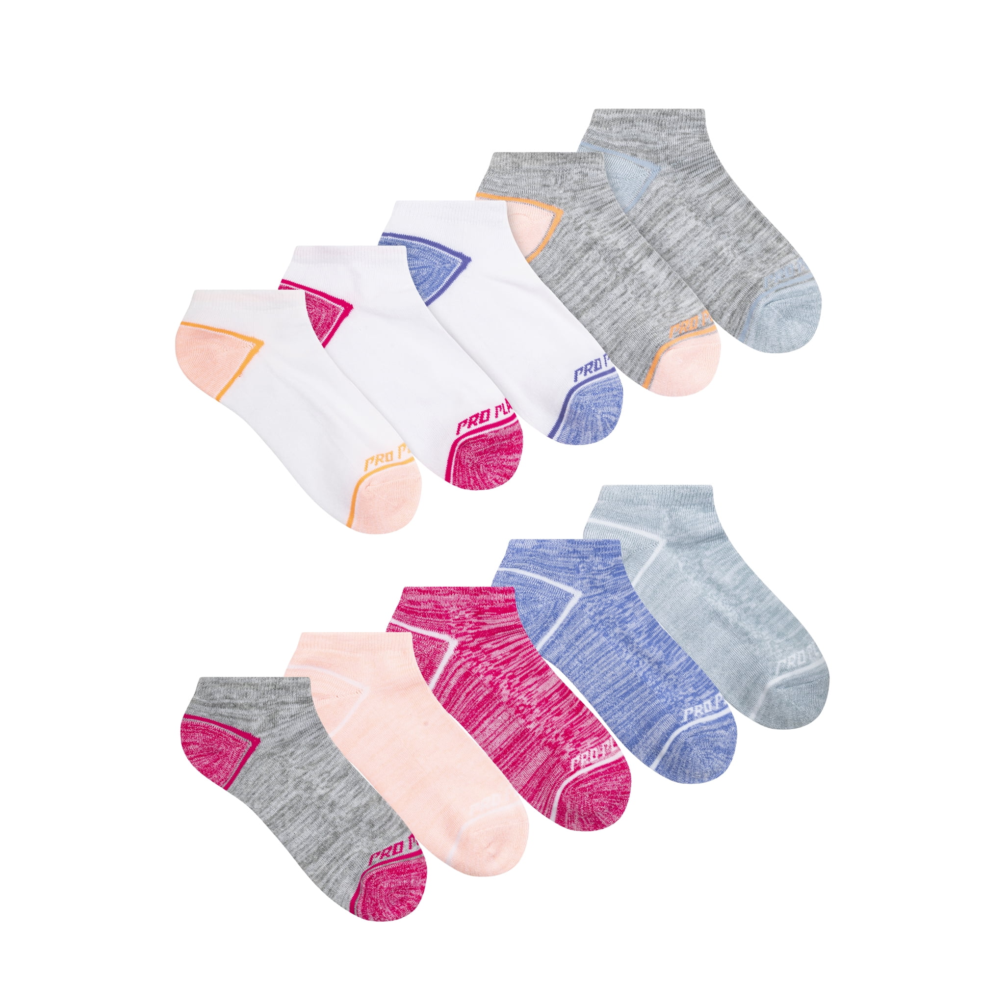 Pro Player Girls Low Cut Athletic Socks 10 Pack, Sizes S-L