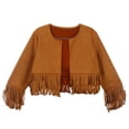 thumbnail image 3 of Curuila Children Girls Coat With Tassels Long Sleeve Solid Color Crew Neck Jacket For Girls Spring Autumn Comfort Outerwear Size 11-12 Years, 3 of 8