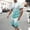 81#Sky Blue, variant on Casual Sport Set for Mens Two Piece Gradient Color Suit Solid O-Neck Short Sleeve Fit Tee Shirts Short Sweatpants Set 2024