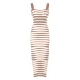 thumbnail image 4 of Fsqjgq Womens Summer Dresses Vacation Dresses for Women Striped Knit Bodycon Midi Dress Square Neck Side Slit Tank Ribbed Sweater Dresses Plus Size Vacation Dress Women's Summer Casual Boho Dress M, 4 of 8