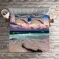 thumbnail image 2 of Ambesonne Seascape Quilted Coverlet 3 Pcs, Driftwood on Beach, King Size, Sand Brown Apricot, 2 of 2