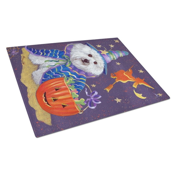 Carolines Treasures PPP3020LCB Bichon Frise Boo Halloween Glass Cutting Board Large, 12H x 16W, multicolor