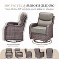thumbnail image 4 of Outdoor Conversation Sets 5-Piece Patio Wicker Rattan Furniture Set with Swivel Rocking Chairs, Ottomans, Side Table and Upgrade 6" Cushions for Balcony Deck Backyard, Gray, 4 of 12