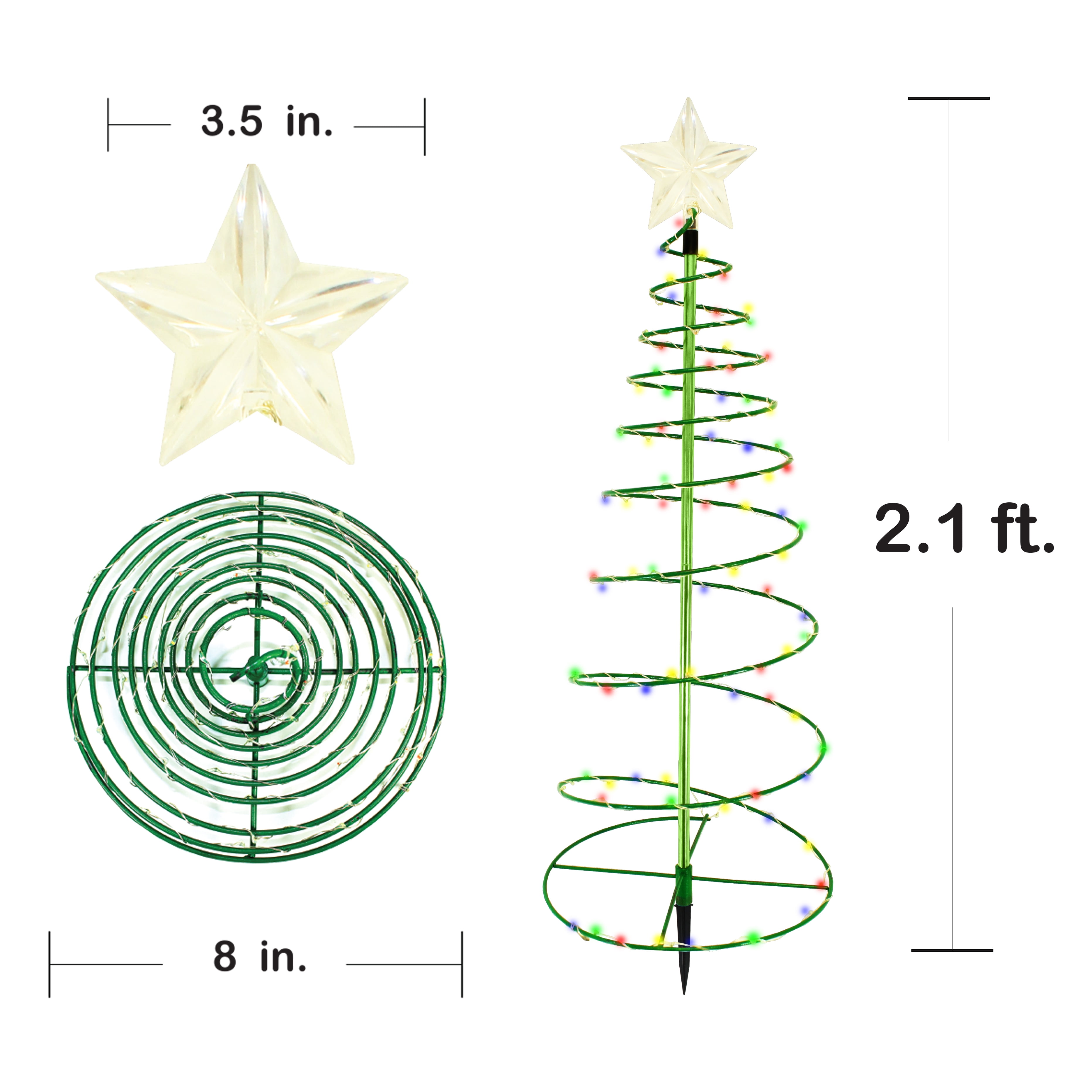 Solar LED Metal Christmas Tree Decoration Outdoor Stake Light - 2'ft. Multi-Colored