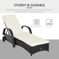 thumbnail image 3 of Chaise Longue en Rotin PE Blanc Café Foncé et Crème avec Dossier Réglable / Chaise Longue de Patio Extérieure avec Coussin et Roues - Parfaite pour Jardins et Piscines, 3 of 7