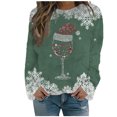 thumbnail image 1 of HNMKIU Chandail de Noël pour Femme à Col Rond Décontracté à Manches Longues avec Design Imprimé en Velours Double-Face Z9101-Vert,P, 1 of 4