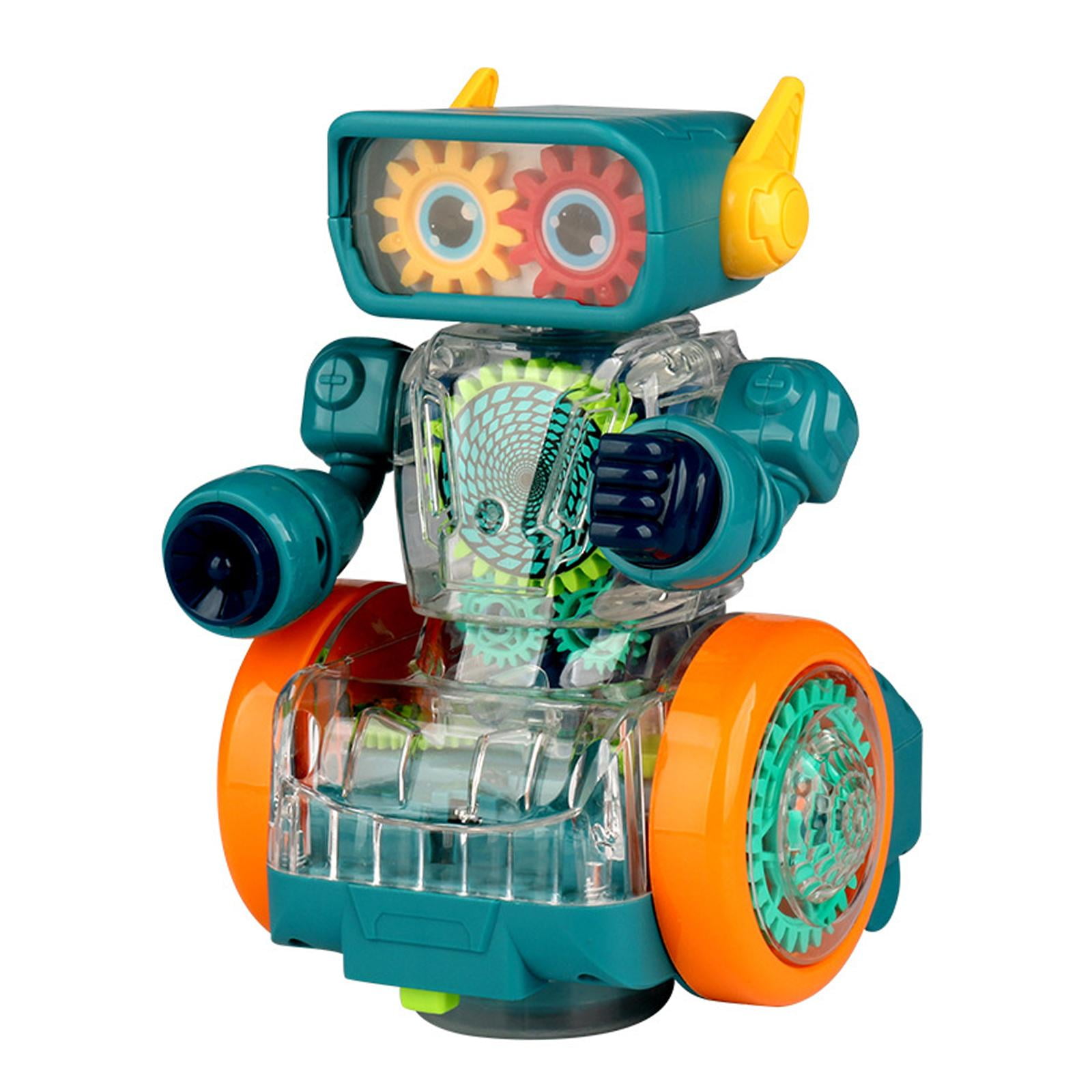 Transparent Mechanical Gear Robot Toy with Lights Early Educational Toys Developmental Toys Fine Motor Skills for Child Kids Holiday Gifts