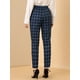 thumbnail image 5 of INSPIRE CHIC Pantalones A Cuadros De Tartán Vintage Para Mujer Pantalones Largos Rectos De Cintura Elástica Azul oscuro M, 5 of 6