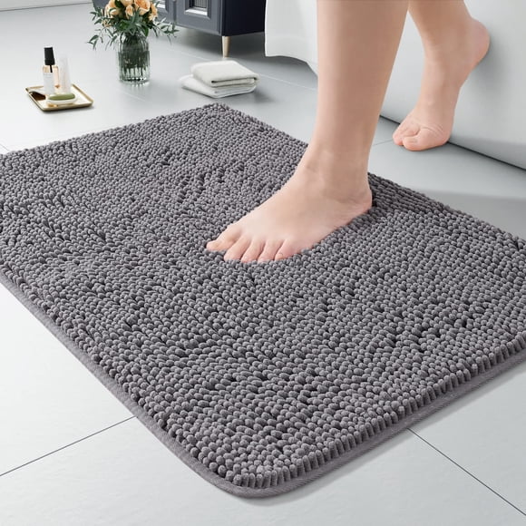 Alfombra de baño LOCHAS Luxury Shaggy, 60 x 43 cm, color gris