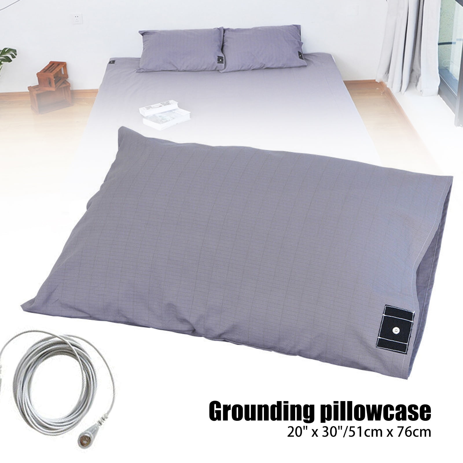 Grounding Pillowcase with US Grounding Cord,Counductive Sliver Fabric