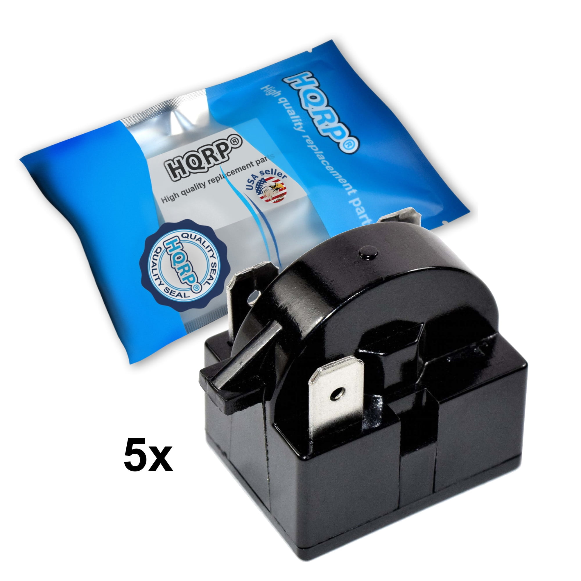 HQRP 5-Pack QP2-4R7 4.7 Ohm 3-Pin PTC Starter / Start Relay for Magic Chef 6R8MD3, AP4565041, 1206682 fits MCBR1000S MCBR1000W MCBR1010GS MCBR1010S MCBR1010W