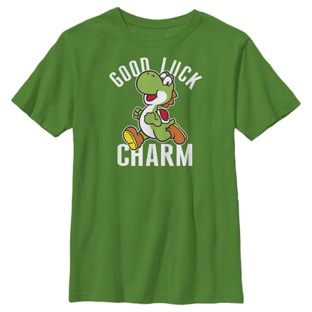 Boy s Nintendo Super Mario Yoshi St. Patrick s Good Luck Charm Graphic Tee Kelly Green X Small