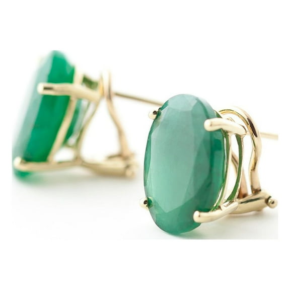 Galaxy Gold 14k Solid Gold Emerald Omega Clip Earrings