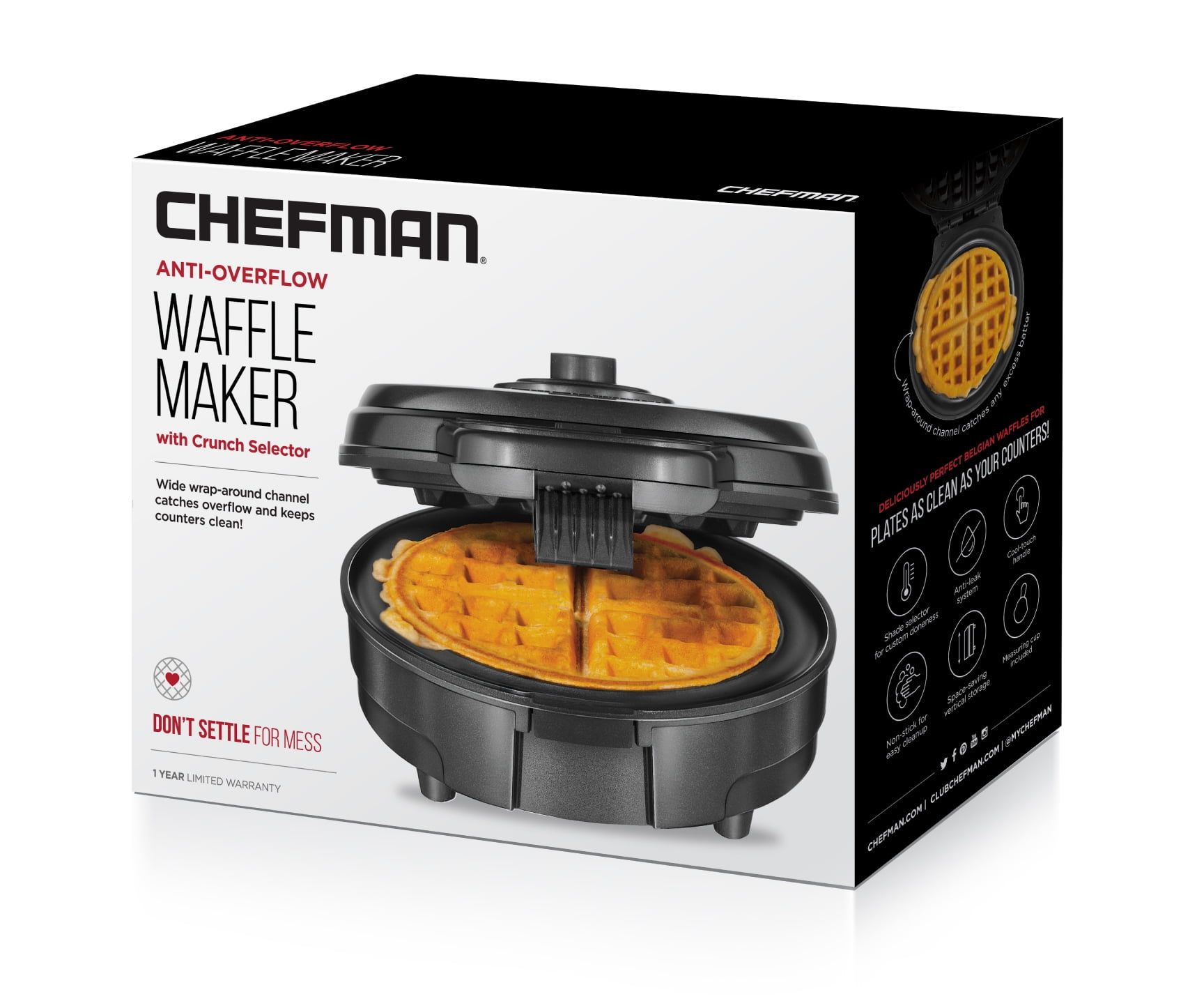 CHEFMAN Square Flip Waffle Maker Black RJ03-4S-CM - Best Buy
