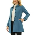 thumbnail image 4 of INSPIRE CHIC Women's Peter Pan Collar Single Breasted Winter Overcoat S Solid Blue, 4 of 6