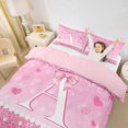 thumbnail image 2 of Castle Fairy Pink Glitter Letter A Duvet Cover Set for Girls,Cartoon Bow Bedding Full,3-Piece,No Comforter,Pink Reversible, 2 of 6