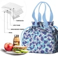 thumbnail image 4 of White and Blue Of Animal Print Drawstring Lunch Bag Women - Drawstring Lunch Bag Insulated for Work Office - Stain-Resistant Large Lunchbags for Women with Multi-Pockets, 4 of 6