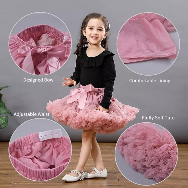 Fluffy Layered Tutu For Girls Pink Chiffon Tutu Skirt Bubble Gum Birthday Tutu